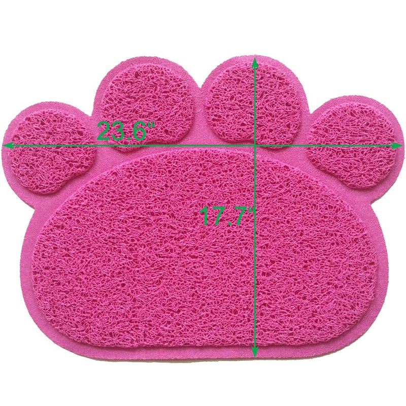 JOYJULY PVC Pet Dog Cat Puppy Kitten Dish Bowl Food Water Feeding Placemat, Non-Slip Cat Litter Mat Paw Shape, Rose Large - Image 4